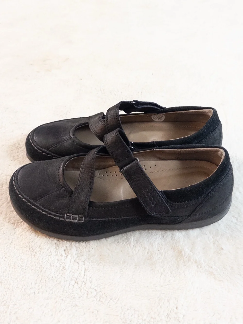 ECCO Black Mary Jane Leather Shoes Women’s Size 37 US 6.5/7 Comfort Flats